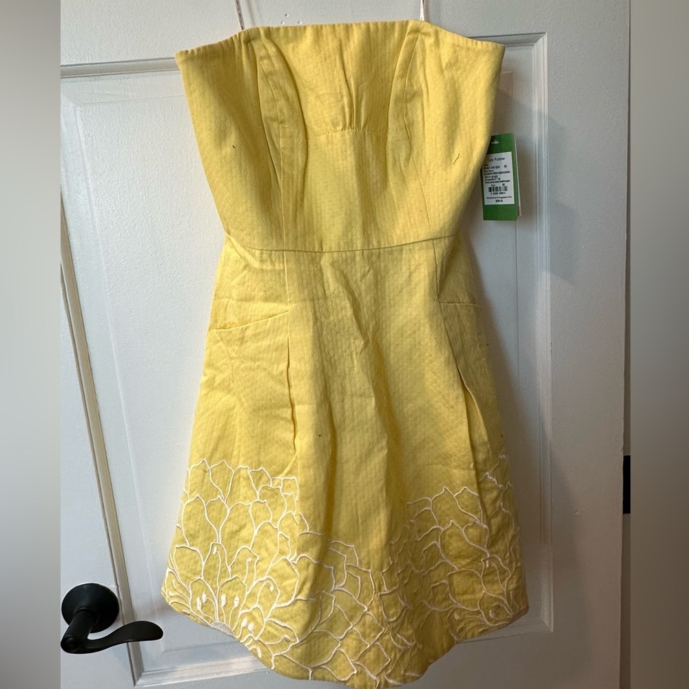 NWT Lilly Pulitzer Yellow Strapless Blossom Dress